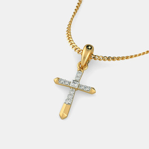 Collar con Colgante de Cruz de Oro Amarillo con Diamante Cultivado en Laboratorio - Product Image 6