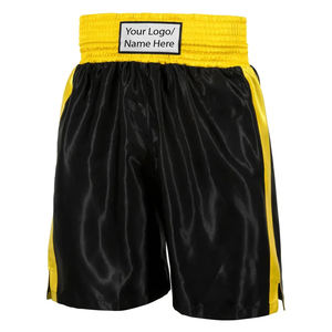 Pantalones Cortos de Boxeo con Logotipo Personalizado, Cintura Elástica Ancha, Poliéster Satinado, Pantalones Cortos de Muay Thai, Marca Privada, Pantalones de Gimnasio OEM - Product Image 4