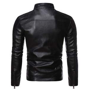 New Causal Vintage PU Leather <b>Jacket</b> Coat <b>Men</b> Spring Outfit Design Motor Biker Pocket Leather <b>Jacket</b> - Product Image 4