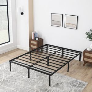 King 14-Inch Heavy Duty Steel Slat Twin XL <b>Platform</b> <b>Bed</b> <b>Frame</b> with Under-<b>Bed</b> Storage No Box Spring Needed Black - Product Image 1