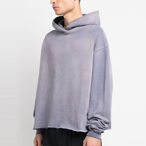 Sudadera con Capucha Extra Grande para Hombre, Color Sólido, Corte Recortado, Felpa Francesa, 100% Algodón, Ropa de Otoño, Transpirable, Estilo Tejido - Product Image 2