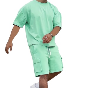 Mens Casual Streetwear <b>Set</b> Manufacturer 2 Piece Cotton Cargo Shorts Summer OEM ODM Bulk Supply - Product Image 1