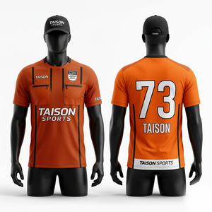 เสื้อกรรมการฟุตบอลโพลีเอสเตอร์อินเตอร์ล็อคพรีเมียม 180 GSM สีเบจ ดีไซน์แผงสีดำ พร้อมโลโก้แบบกำหนดเอง - Product Image 4