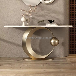 Azora Industries Nouveaux arrivages de meubles de salon tendances de l'industrie Table console moderne de luxe en métal avec dessus en marbre - Product Image 1