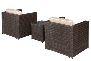 Canapé d'extérieur moderne SF00001 en rotin et acier avec coussin en polyester et verre trempé, une place, mobilier de jardin, salon - Product Image 2