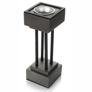 Cendrier sur pied en bois et acier robuste, style industriel moderne et vintage, pour extérieur et patio, Mubkhar - Product Image 1