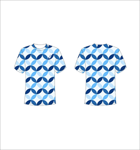T-shirt personnalisé pour homme en gros, motif géométrique bleu, tee-shirt graphique de haute qualité, sublimation cercles abstraits, streetwear pour hommes en vrac - Product Image 1