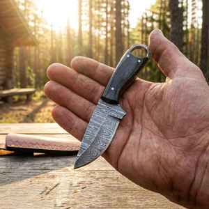 Couteau à lame fixe en acier Damas de haute qualité pour le camping en plein air, couteaux droits OEM, outil de survie en milieu sauvage, pointe tombante droite - Product Image 1