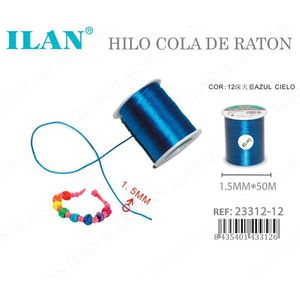 ILAN Filo per Cucito a Punto Coda di Topo 1.5mm x 50m Blu Cielo per Lavori Artigianali - Product Image 3