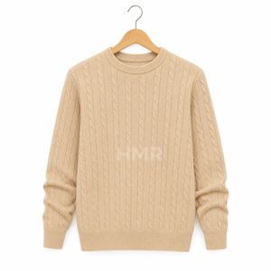 HMR Sisterhood Sorority Acrylic <b>Beige</b> Knitted Crew Neck Sweater Long Sleeve Casual Solid Color Autumn Top - Product Image 5