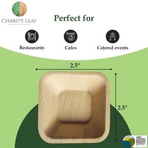 Ciotola Quadrata in Foglia di Palma Naturale da 2,5 Pollici 1 Oz - Elegante Stoviglie per Decorazioni per Feste - Product Image 4