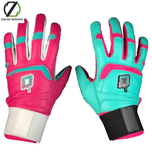 Guantes de Bateo Clash (Rosa/Verde Azulado) - Guantes de Cuero Genuino para Jugadores de Béisbol y Sóftbol - Unisex-Juveniles, Unisex-Adultos - Product Image 1