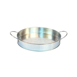 Wholesale High Quality Galvanized Metal <b>Round</b> Serving <b>Tray</b> with Ergonomic Handles Farmhouse Platter for Restaurants & Hotels - Product Image 1