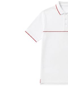 เสื้อโปโลชายสีขาวและสีแดงแบบกำหนดเอง แขนสั้น สวมใส่สบาย เหมาะสำหรับกอล์ฟ ระบายอากาศได้ดี เสื้อกีฬาโพลีเอสเตอร์คุณภาพพรีเมียมสำหรับฤดูร้อน - Product Image 4