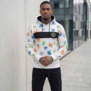 Sweat à capuche personnalisé OEM pour homme, en tissu tricoté 100% coton blanc d'hiver, avec logo imprimé par sublimation sur le devant et doublure. - Product Image 1