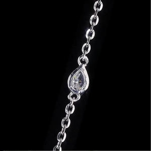 Nouveau design, collier pendentif en forme de poire avec diamant de laboratoire, chaîne de fiançailles en or blanc - Product Image 4