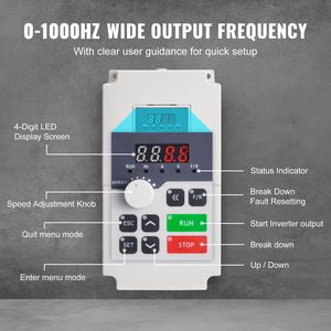 Inverter a Frequenza Variabile 4KW, Convertitore VFD 5.5HP, Ingresso Monofase 220V AC per CNC Trifase - Product Image 3