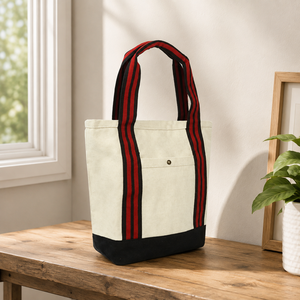 Bolsa de Lona Personalizada con Bolsillo Frontal 33x27x10.5 cm, Diseño de Rayas Bicolor, Logotipo Personalizado, Fabricante Mayorista OEM ODM, Exportador - Product Image 6