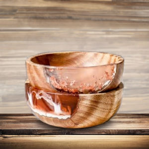 Tendance Blanc et Brun Couleur Résine Époxy Joint En Bois noix Bol Dîner Vaisselle Ménage Alimentaire Bol Décoratif Cuisine Outils - Product Image 1