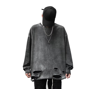 T-shirt à manches longues surdimensionné pour homme MANTIC ENTERPRISE avec logo sur le devant, style streetwear, jersey de coton blanc, col rond - Product Image 3