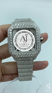 Montre mécanique Iced Miyota en acier inoxydable, cadran carré, analogique, bracelet de 20 mm, bracelet en cristal de 28 mm, montre-bracelet pour femme, cadeau de fête - Product Image 3