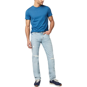 Jeans en denim bleu clair délavé pour homme, pour un style décontracté, streetwear, usage quotidien et vêtements OEM - Product Image 4