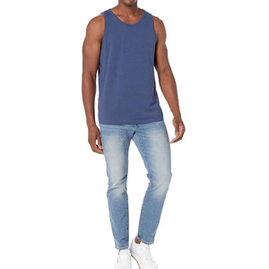 Wholesale 100% Cotton Rib <b>Tank</b> <b>Top</b> Longline Casual <b>White</b> Singlet with Pocket Breathable Washed Knitted Technique - Product Image 2
