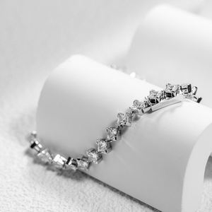 Unisex Silver Plated Tennis Bracelet Princess Cut Moissanite Channel Setting Trendy Luxury GRA Certified Wedding <b>Gift</b> - Product Image 3