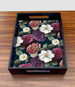 Bandeja Rectangular de Madera Personalizada, Hecha a Mano, Decorativa, Esmaltada, Reciclable y Sostenible, Ideal para Ramadán - Product Image 1