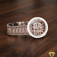 Montre exclusive en or rose avec diamants Moissanite, cadran entièrement serti de chiffres romains, montre de luxe pour homme