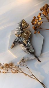 MD HANDICRAFTS Luxury Handmade Embroidery Brooch with <b>Sparkling</b> Beads Pearls Sequins for Children's & Women's Wedding Occasions - Product Image 5