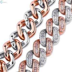 Colorless Lab Grown Diamond Iced Out Wrist Bracelet Baguette Cut Dual Tone <b>Rapper</b> Style Hip Hop Bracelet - Product Image 6