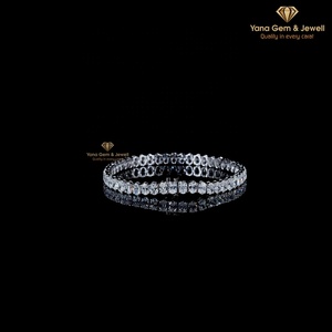 D-E-F Color VVS-VS Clarity 14k <b>Solid</b> <b>Gold</b> Beautiful Oval Cut Tennis Bracelet for Special Moments 12 TCW CVD Lab Grown Diamond - Product Image 2