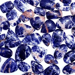 Cabujón de Sodalita Natural, Gema Suelta Azul de Forma Mixta, Piedra Lisa con Diámetro de Orificio y Peso Personalizables para Joyería - Product Image 3