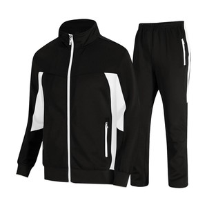 Ensemble de survêtement unisexe à manches longues avec fermeture éclair, couleur unie, col montant, pantalon de jogging, respirant, en polyester mi-lourd, pour l'automne - Product Image 6
