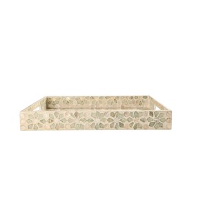 Bandeja rectangular de nácar hecha a mano al por mayor, con mosaico geométrico de conchas verdes en forma de estrella, para decoración del hogar. - Product Image 2