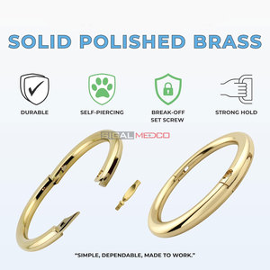 Anillo Nasal Veterinario para Ganado, de Acero Inoxidable Sólido Pulido, de 3 Pulgadas, Articulado, Autoperforante, con Punto de Fijación y Tornillo de Fijación, Semipermanente - Product Image 2