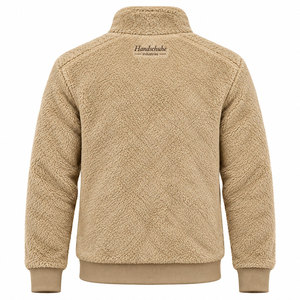 Veste en polaire épaisse beige pour homme, col rabattable, fermeture éclair, manteau d'hiver chaud et respirant pour homme - Product Image 2