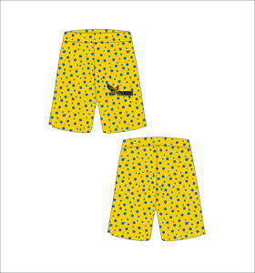 กางเกงขาสั้นพิมพ์ลายจุดสีเหลืองน้ำเงินสำหรับผู้ชาย Ferocious Clothing ไซส์พลัส เอวยางยืด สวมใส่สบาย - Product Image 1