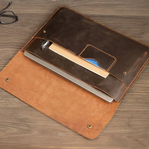 Factory Wholesale Custom Logo Modern Vintage Business Sling Genuine Leather <b>Laptop</b> <b>Sleeve</b> for Men with Protective Design LS-0297 - Product Image 2