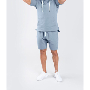 Sudadera con capucha de manga corta para hombre, informal, para gimnasio, con bolsillos con cremallera - Product Image 2