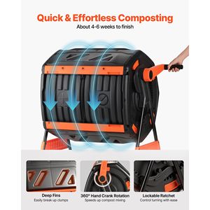 Composteur à double compartiment de 53 gallons avec 2 portes coulissantes, grand format, facile à retourner, pour le compostage extérieur, fournitures de jardinage - Product Image 3