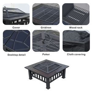 Durable Outdoor <b>Wood</b>-Burning <b>Fire</b> <b>Pit</b> Table with Accessories for Outdoor Entertaining - Product Image 4