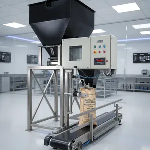Machine de remplissage de céréales industrielle, système d'emballage automatique avec convoyeur à trémie pour l'emballage de semences, d'aliments pour animaux et de granulés - Product Image 1