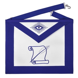 Historian Blue Lodge <b>Apron</b> <b>White</b> & Blue Premium Masonic Regalia Adjustable Belt - Product Image 1