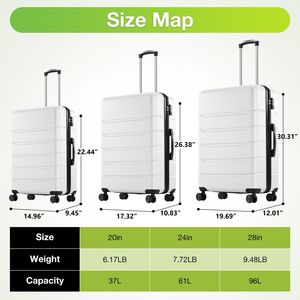 Valigia Rigida Espandibile da 20 Pollici con Ruote Girevoli e Serratura TSA, Bianca - Product Image 5