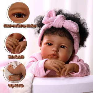<span class=keywords><strong>Muñeca</strong></span> Reborn Silenciosa Babeside Laney <span class=keywords><strong>de</strong></span> 20 Pulgadas, Niña Afroamericana, Extremidades <span class=keywords><strong>de</strong></span> Vinilo, Cuerpo <span class=keywords><strong>de</strong></span> <span class=keywords><strong>Tela</strong></span> Suave, Muñecas Reborn Realistas - Product Image 4