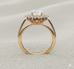 Anillo de compromiso con halo de diamantes en forma de estrella - Product Image 4