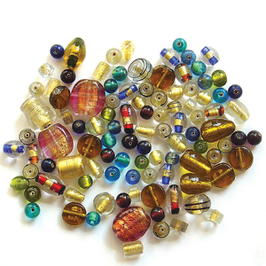 Perles en verre soufflé fantaisie à petit trou, en feuille d'argent, faites à la main en Inde, pour la fabrication de bijoux en cristal, collection en gros - Product Image 3