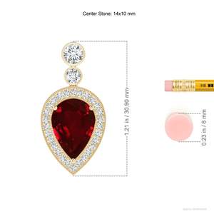 Pendentif en or massif 14 carats avec rubis rouge naturel certifié IGI, taille poire inversée, serti griffe, 0,85 carats au total, et diamants pavés accentués de 0,21 carat - Product Image 2